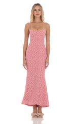 Picture Textured Floral Maxi Dress in Pink. Source: https://media-img.lucyinthesky.com/data/Apr24/150xAUTO/8e3ad673-05c5-40e0-b48c-ee705487f899.jpg