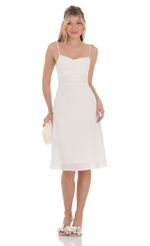 Picture A-line Midi Dress in White. Source: https://media-img.lucyinthesky.com/data/Apr24/150xAUTO/ab4f386d-0c7a-4acf-9b31-76754fbd29a0.jpg