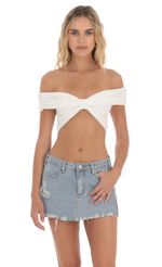 Picture Off Shoulder Crop Top in Blue. Source: https://media-img.lucyinthesky.com/data/Apr24/150xAUTO/b958aec2-6ffd-47fa-b916-b45499d9af66.jpg