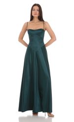 Picture Satin Square Neck Maxi Dress in Green. Source: https://media-img.lucyinthesky.com/data/Apr24/150xAUTO/c04d51a9-36e3-46e3-b1f0-533ae1381157.jpg