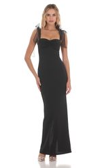 Picture Shoulder Ties Maxi Dress in Black. Source: https://media-img.lucyinthesky.com/data/Apr24/150xAUTO/c836ec2f-959f-4120-b09a-1f726635c93a.jpg