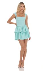 Picture Wide Strap Ruffle Dress in Mint Blue. Source: https://media-img.lucyinthesky.com/data/Apr24/150xAUTO/dfad02a5-7242-43f6-8061-92d868bfb06d.jpg