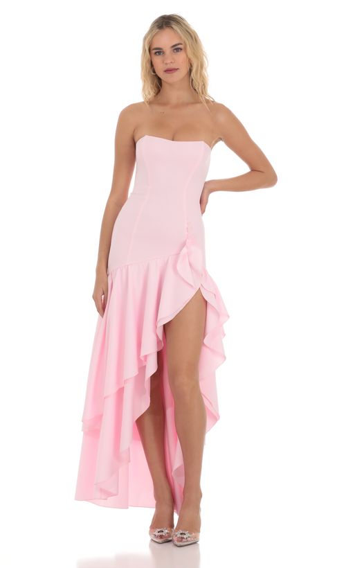 Satin Corset Maxi Dress in Hot Pink | LUCY IN THE SKY