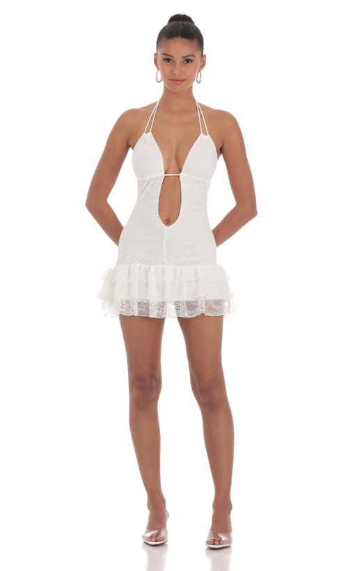 slim fit dress slacks Scalloped Hemline Textured Mini Dress – Little White Dress main image 1