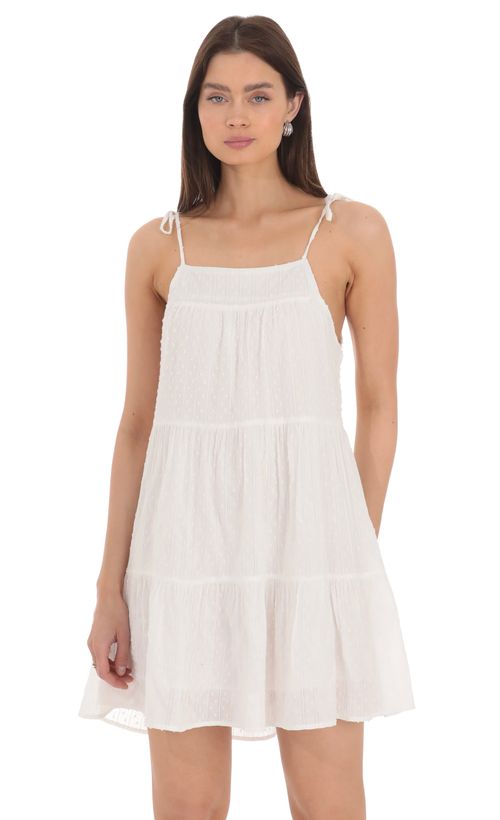Halter Lace Ruffle Dress in White | LUCY IN THE SKY