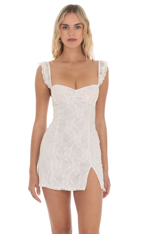Photo product of Sweetheart Neck Lace Dress in White