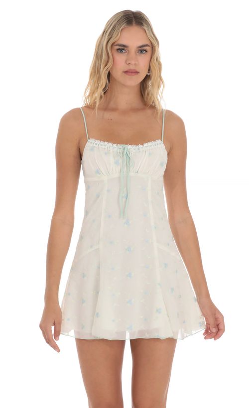 Floral Eyelet Fit and Flare Dress in White | LUCY IN THE SKY