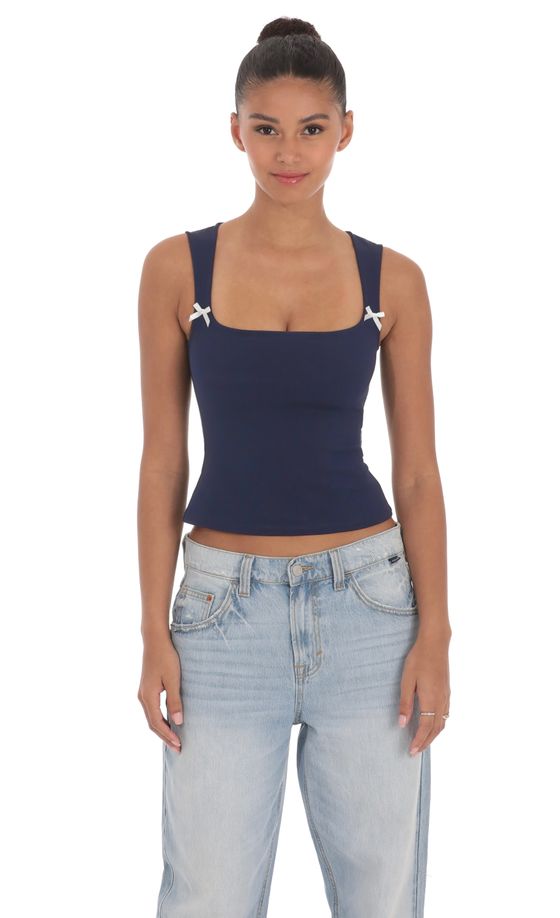 Double Bow Top in Navy