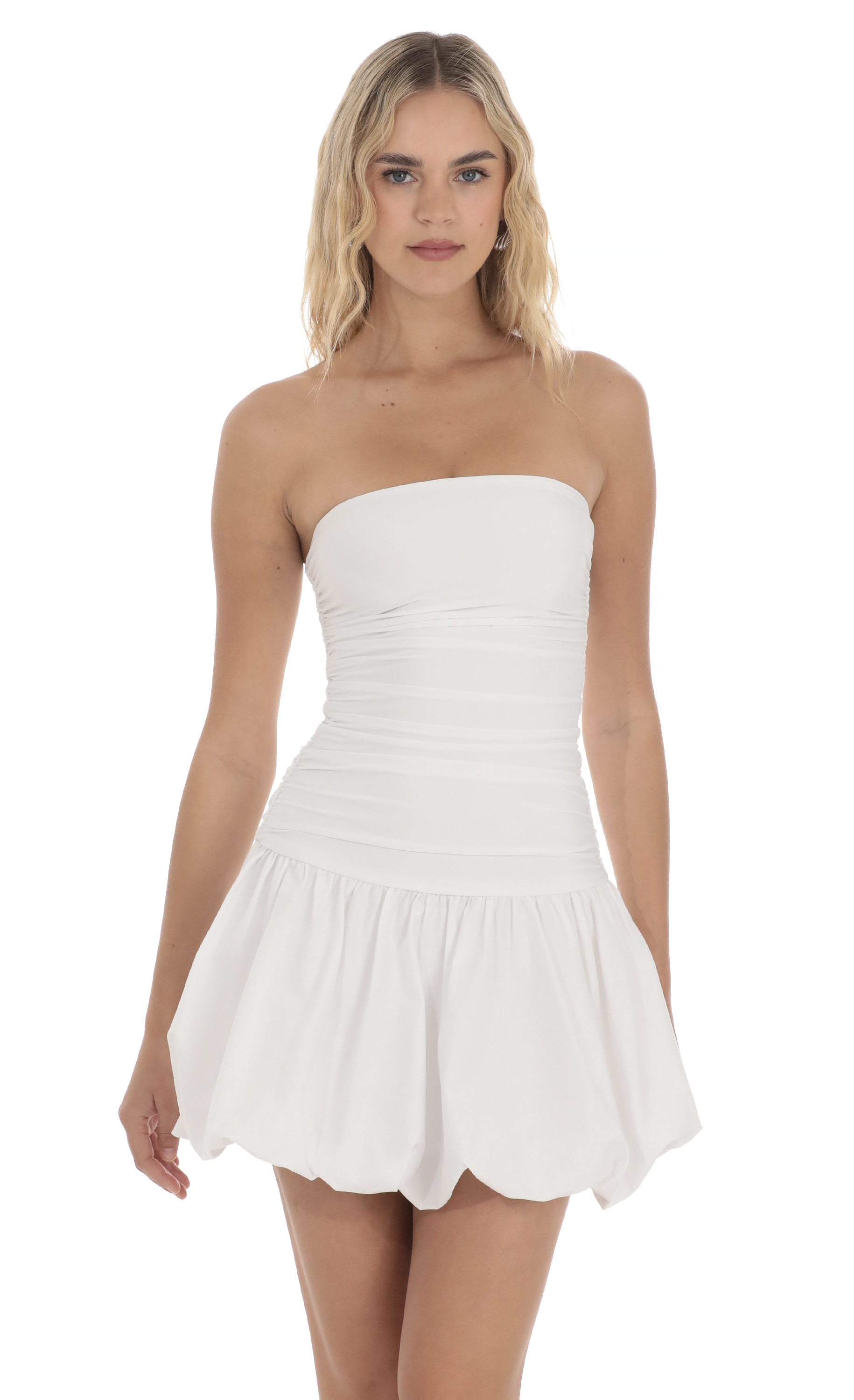 Strapless Bubble Dress in White