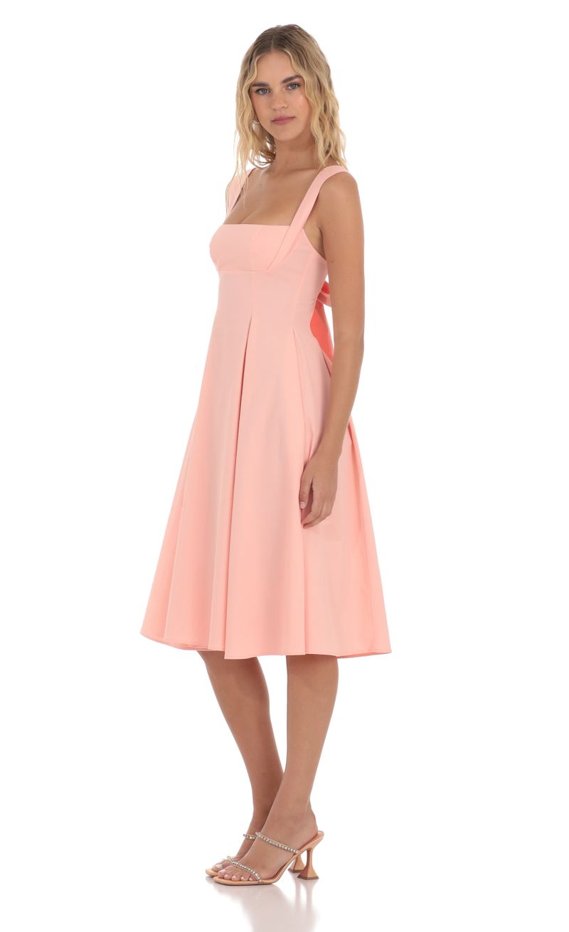 Square Neck Flare Midi Dress in Pink | LUCY IN THE SKY