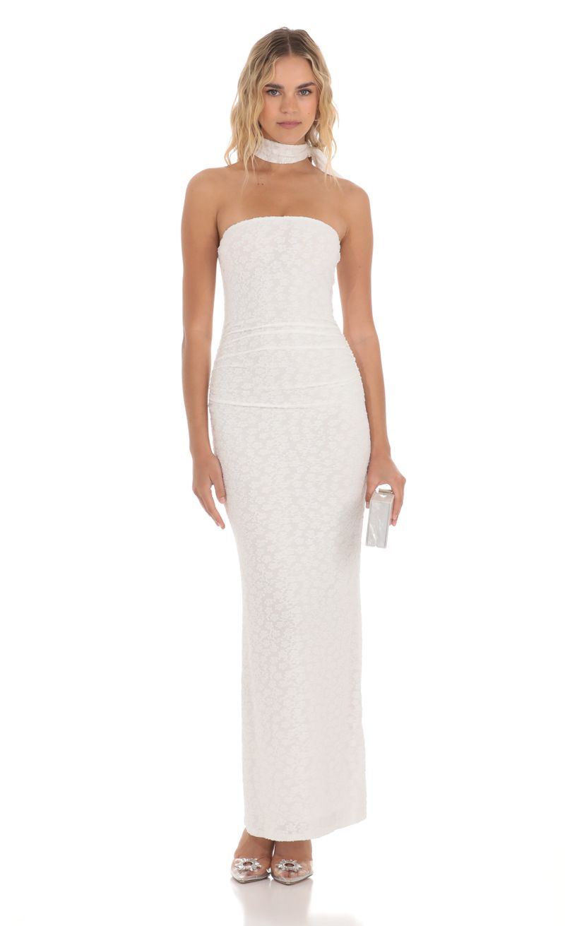 Scarf Floral Maxi Dress in White | LUCY IN THE SKY Scarf Floral Maxi Dress in White | LUCY IN THE SKY