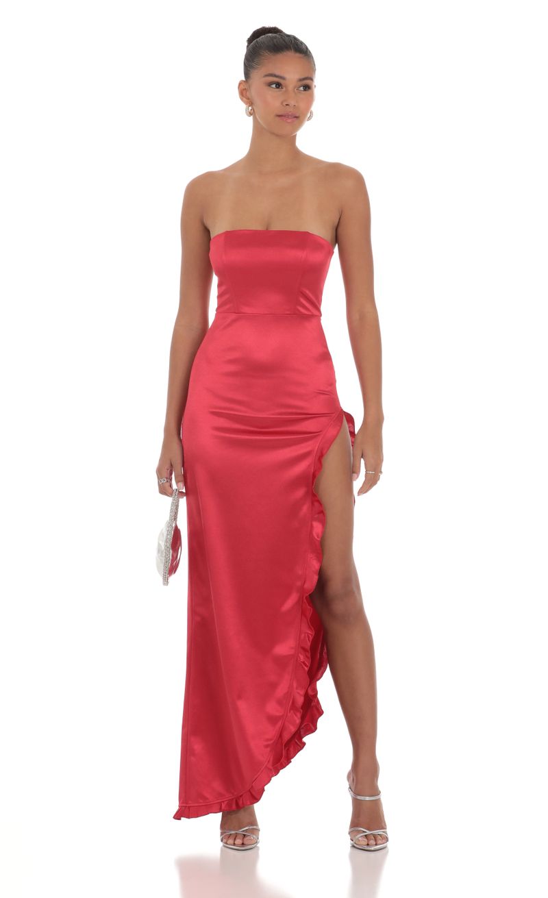 Satin Corset Maxi Dress in Red | LUCY IN THE SKY
