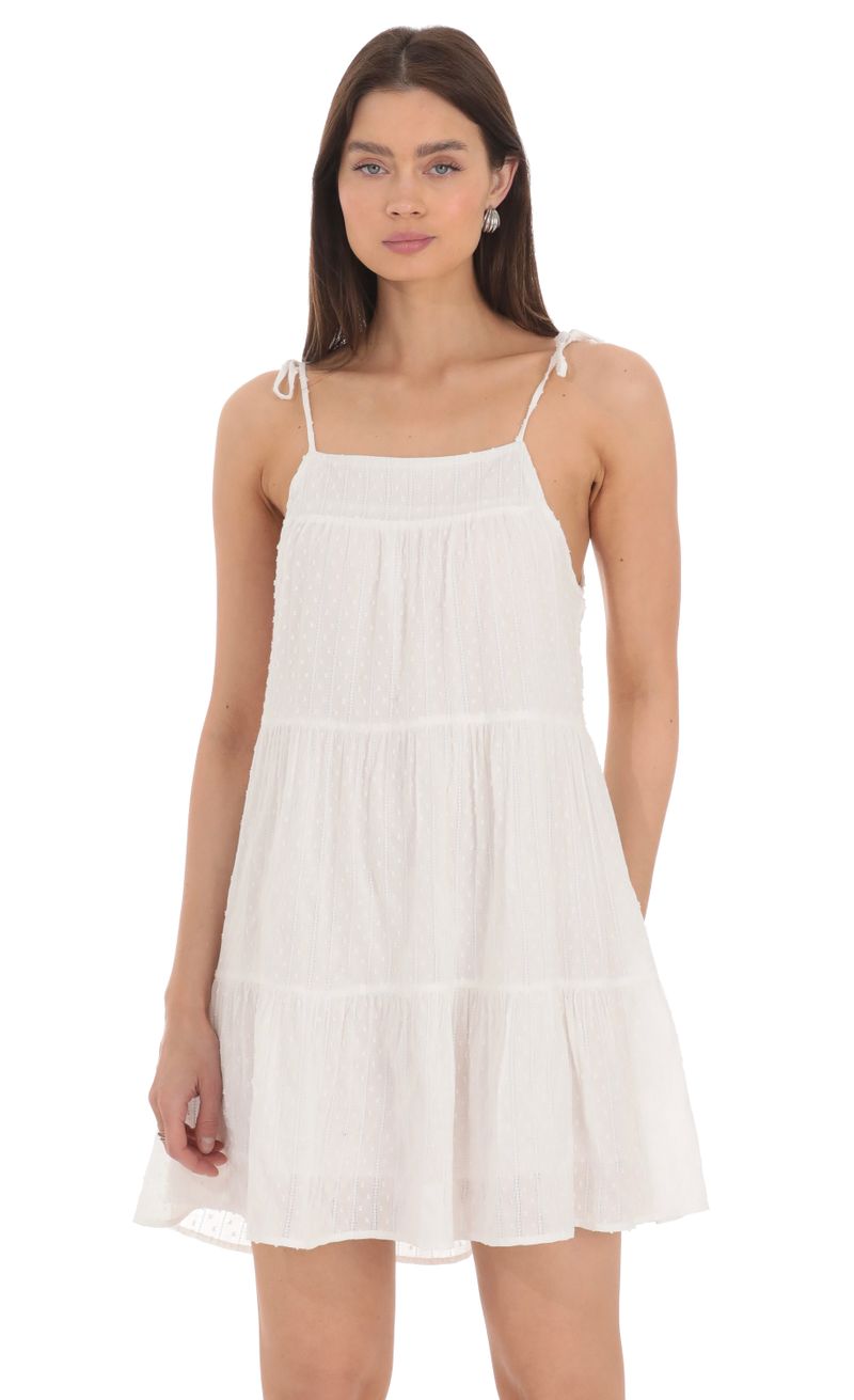 Dotted Shift Dress in White | LUCY IN THE SKY