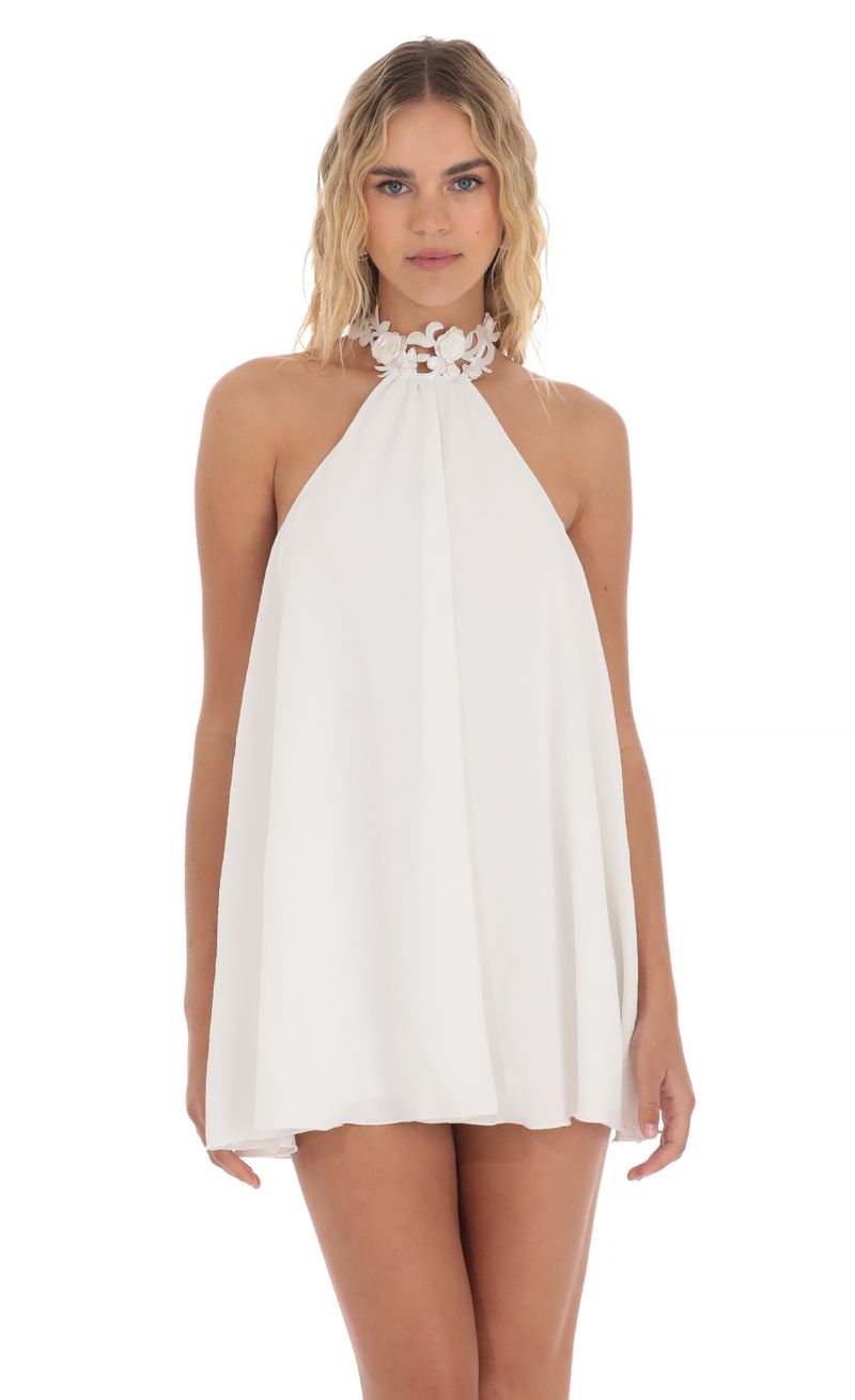 Embroidered Mock Neck Dress in White | LUCY IN THE SKY Embroidered Mock Neck Dress in White | LUCY IN THE SKY