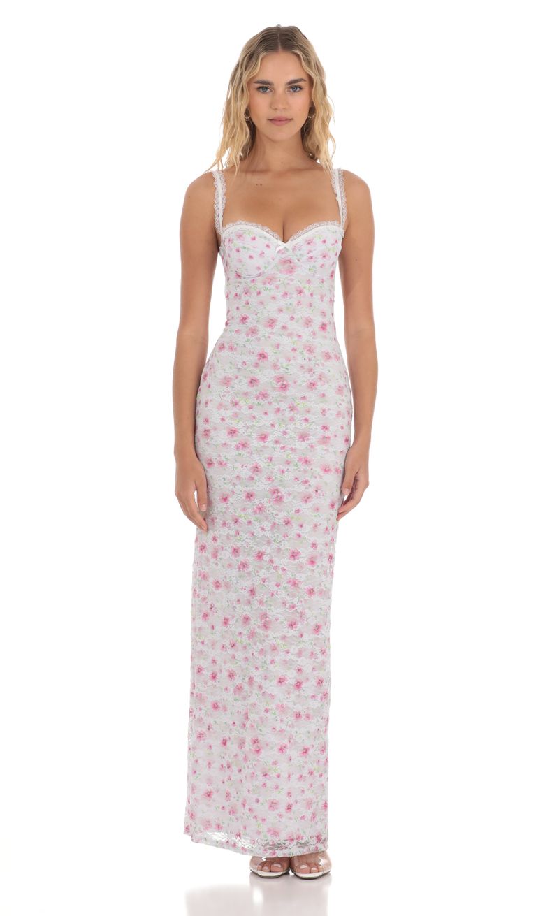 Lace Floral Maxi Dress in White | LUCY IN THE SKY