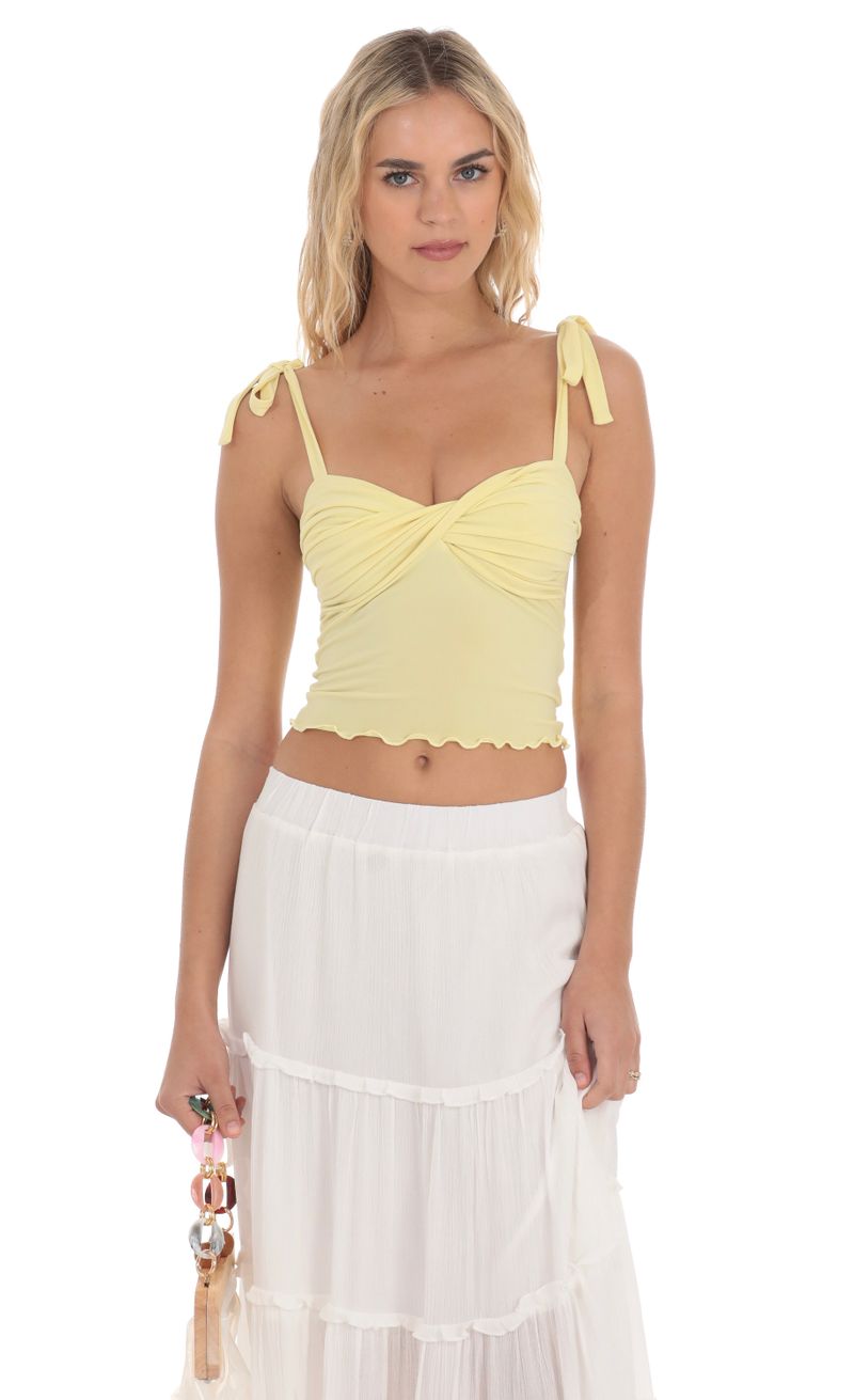 Shoulder Ties Twist Top in Yellow | LUCY IN THE SKY