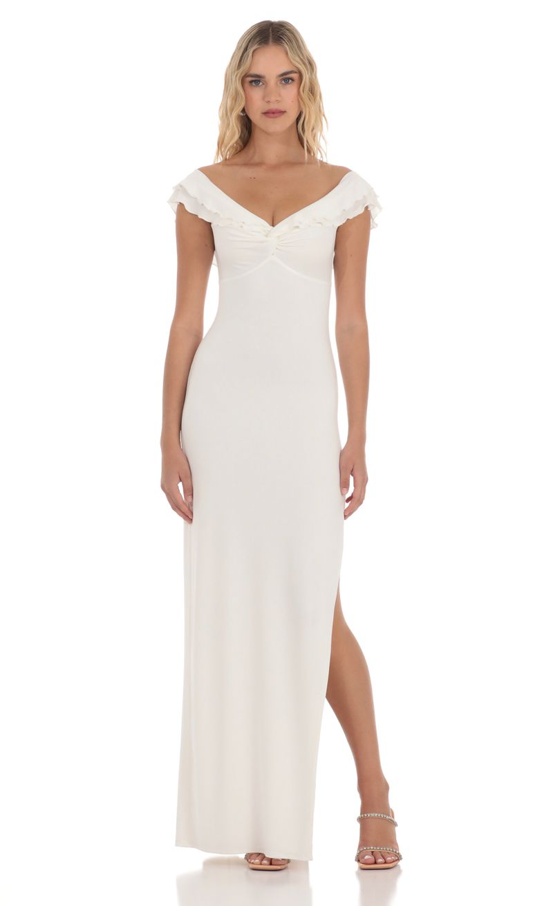 white christmas dresses Evelon Off Shoulder Maxi Dress - White