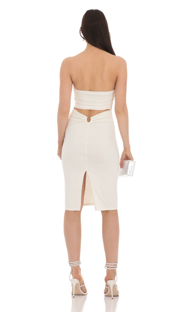 knee length dresses for ladies Talena Strapless Midi Dress | White | Womens main image 1