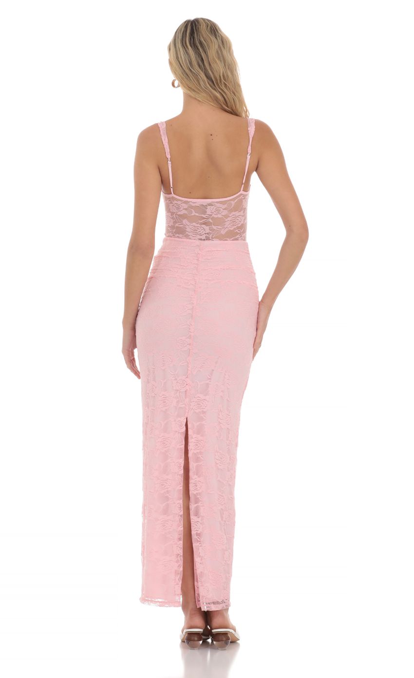Picture Lace Twist Ruched Maxi Dress in Pink. Source: https://media-img.lucyinthesky.com/data/Apr24/850xAUTO/030fb862-4b18-4faa-9d68-4bcad5be3245.jpg