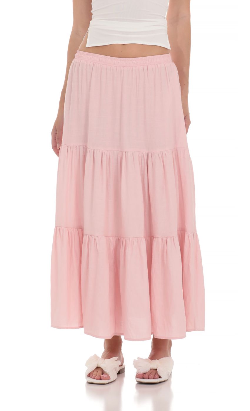 Picture Flowy Maxi Skirt in Pink. Source: https://media-img.lucyinthesky.com/data/Apr24/850xAUTO/037f2dd4-8314-4040-a374-f5195a73fa1e.jpg