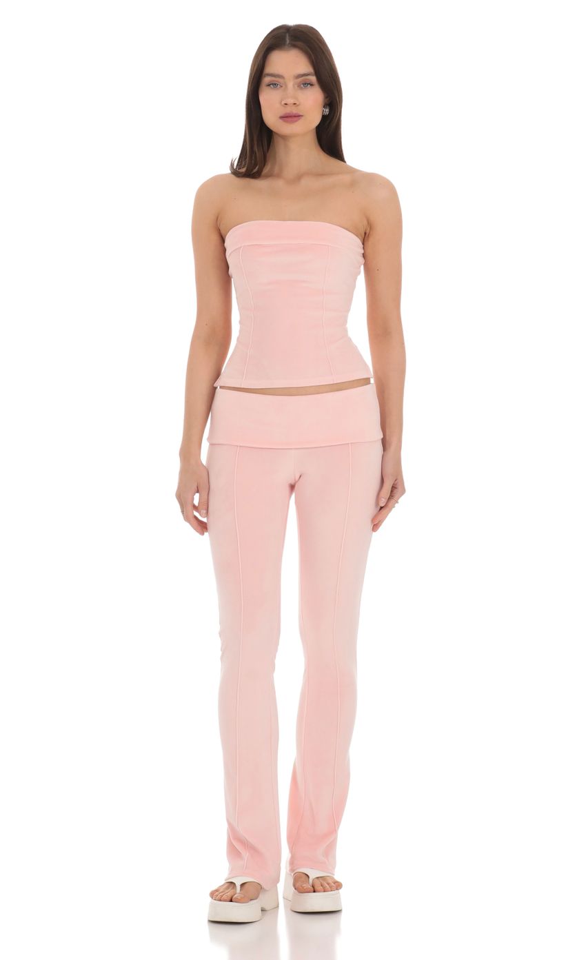 Picture Velour Strapless Two Piece Set in Pink. Source: https://media-img.lucyinthesky.com/data/Apr24/850xAUTO/051c3c18-cbc5-46b2-aaaa-3c57796f2f3c.jpg