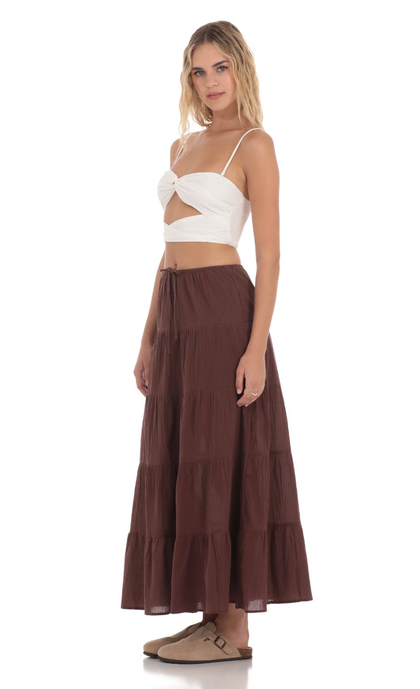 Picture Flowy Maxi Skirt in Brown. Source: https://media-img.lucyinthesky.com/data/Apr24/850xAUTO/051d8654-4cd6-472e-9df3-0cb597fb5ab3.jpg