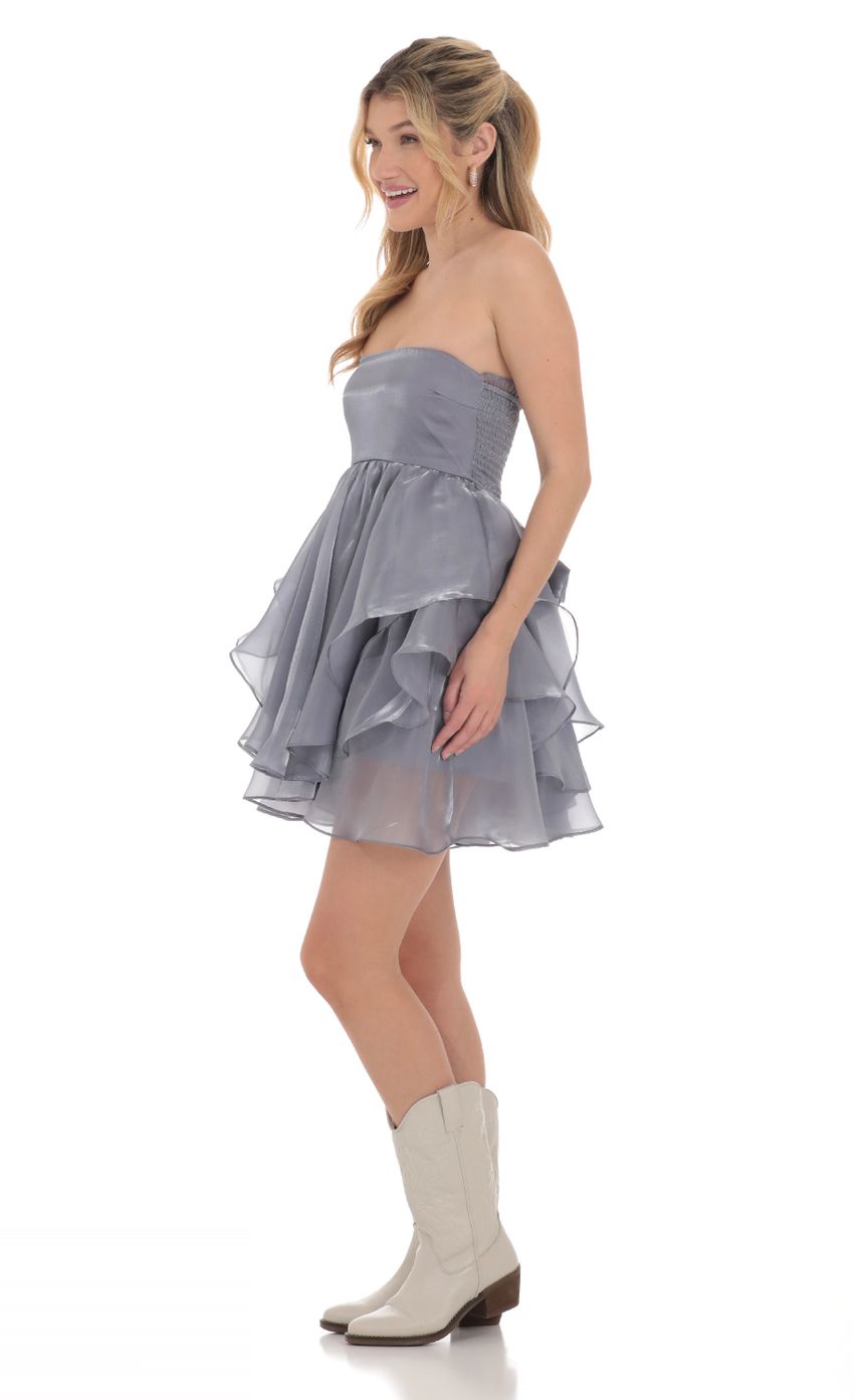 Picture Strapless Ruffle Flare Dress in Slate. Source: https://media-img.lucyinthesky.com/data/Apr24/850xAUTO/0822f923-ed6c-44c0-bf45-ea29baa077ef.jpg