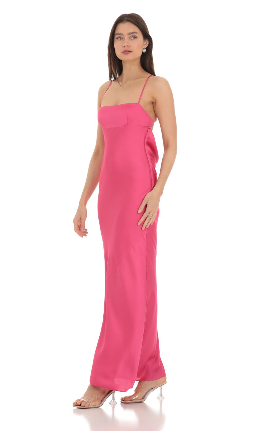Picture Satin Open Back Maxi Dress in Pink. Source: https://media-img.lucyinthesky.com/data/Apr24/850xAUTO/087345c4-2149-4ba5-9093-39f6c58ecde0.jpg