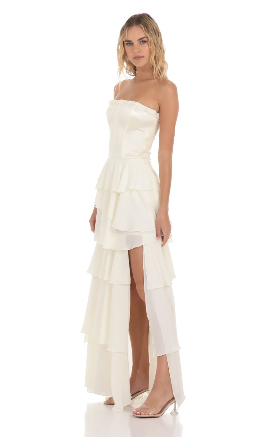 Picture Corset Ruffle Strapless Maxi Dress in Cream. Source: https://media-img.lucyinthesky.com/data/Apr24/850xAUTO/12b8c890-5450-4c0c-ab9e-d01cab5095f3.jpg