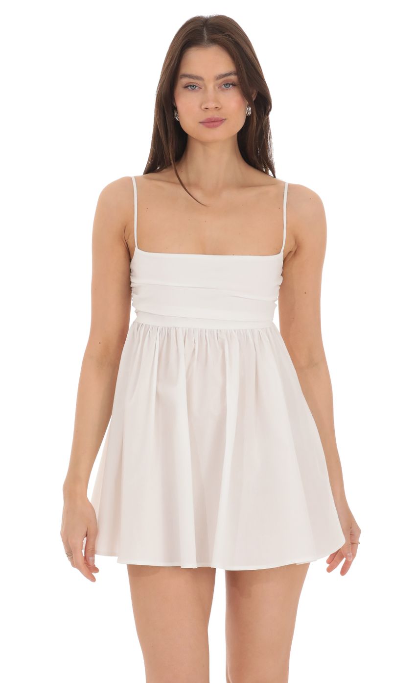 Picture Babydoll Back Bow Dress in White. Source: https://media-img.lucyinthesky.com/data/Apr24/850xAUTO/1493d734-48c5-4fd6-9ef3-74e7428861a6.jpg