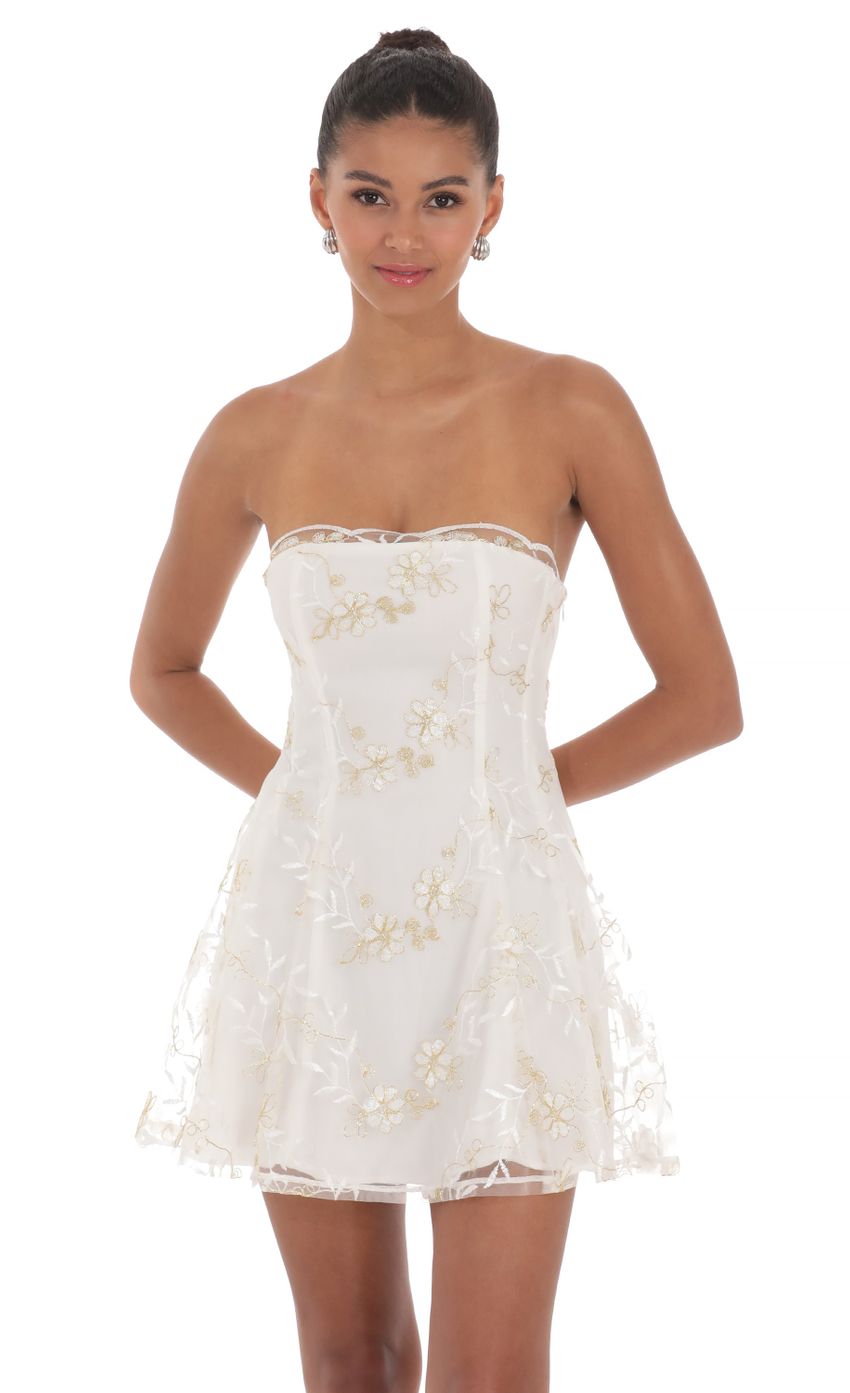 Picture Embroidered Floral Strapless Dress in White. Source: https://media-img.lucyinthesky.com/data/Apr24/850xAUTO/19a49927-916d-480f-a21e-38c4f8aa132e.jpg