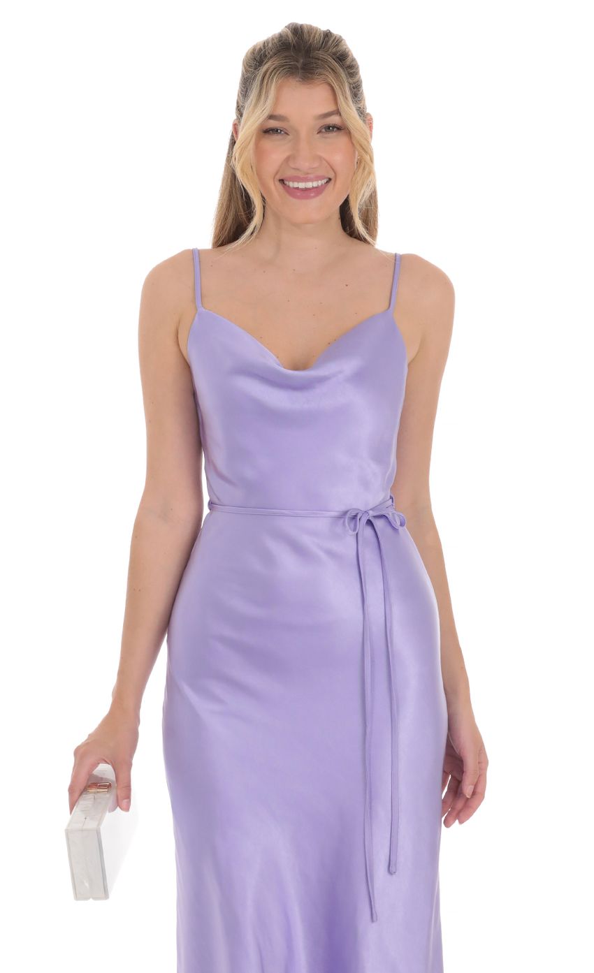 Picture Satin Wrap Midi Dress in Lavender. Source: https://media-img.lucyinthesky.com/data/Apr24/850xAUTO/1e3850cc-2223-4f68-8d59-989ce1df98a0.jpg