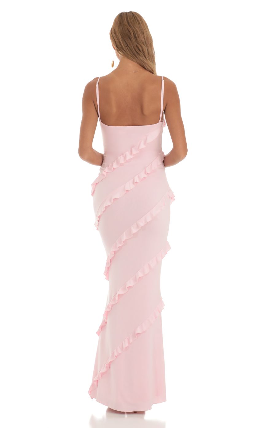 Picture Ruffle Maxi Dress in Pink. Source: https://media-img.lucyinthesky.com/data/Apr24/850xAUTO/1e8ab93b-61ef-429b-bea0-656ad0fcbc87.jpg