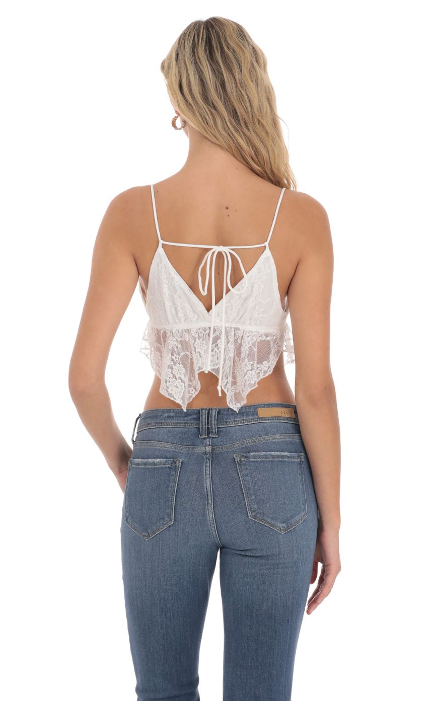 Picture Lace Triangle Top in White. Source: https://media-img.lucyinthesky.com/data/Apr24/850xAUTO/1fbb3c79-c249-4d41-aed3-57137d5c3fa8.jpg