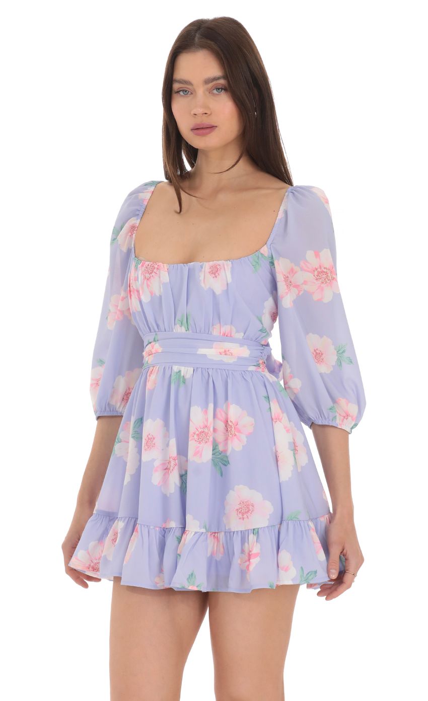 Picture Floral Ruffle Dress in Lavender. Source: https://media-img.lucyinthesky.com/data/Apr24/850xAUTO/2193660e-4089-440d-b16f-bd88650760c4.jpg