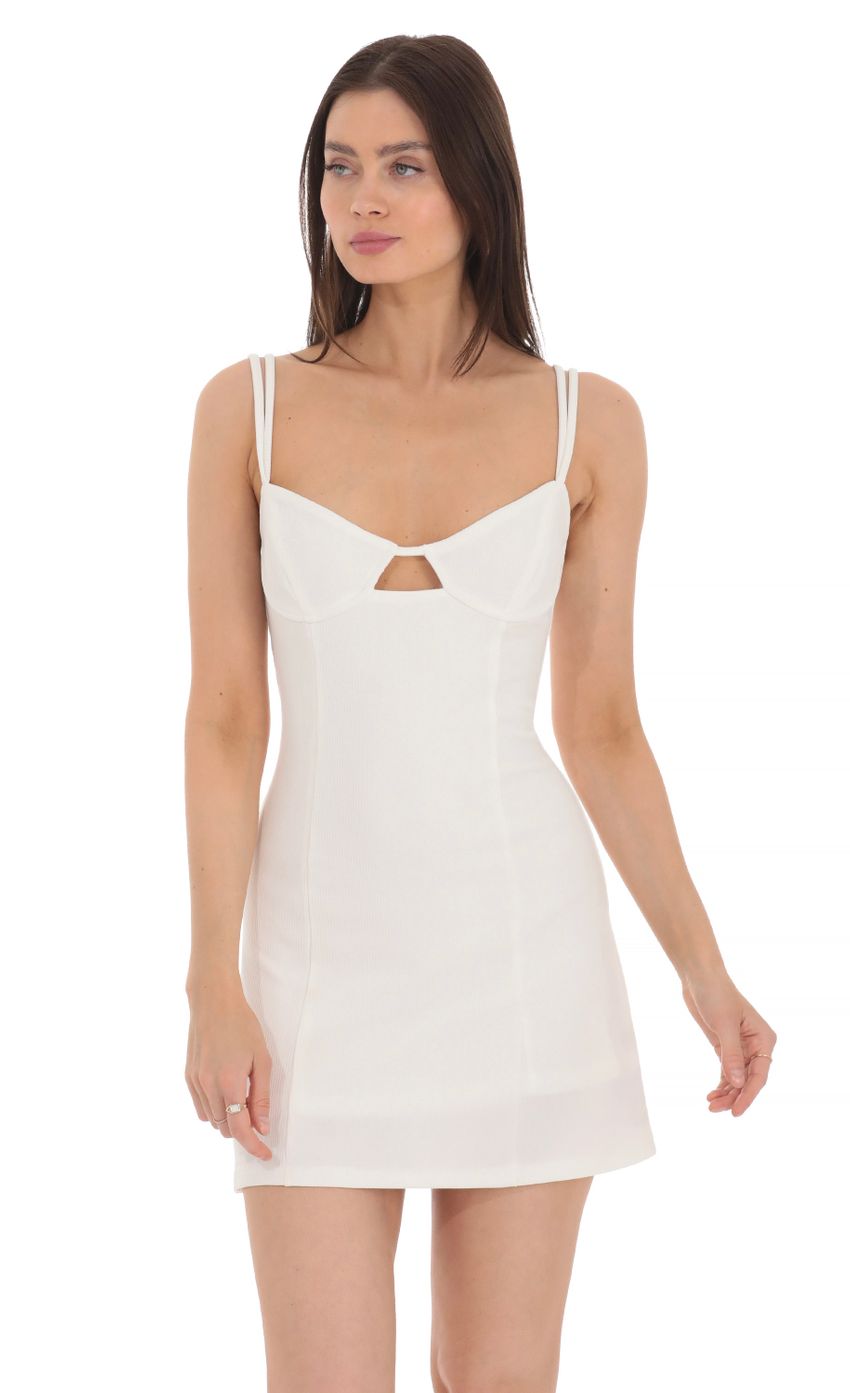 Picture Ribbed Keyhole Dress in White. Source: https://media-img.lucyinthesky.com/data/Apr24/850xAUTO/288c5f49-d341-4eaa-8523-e5d7f71de33a.jpg