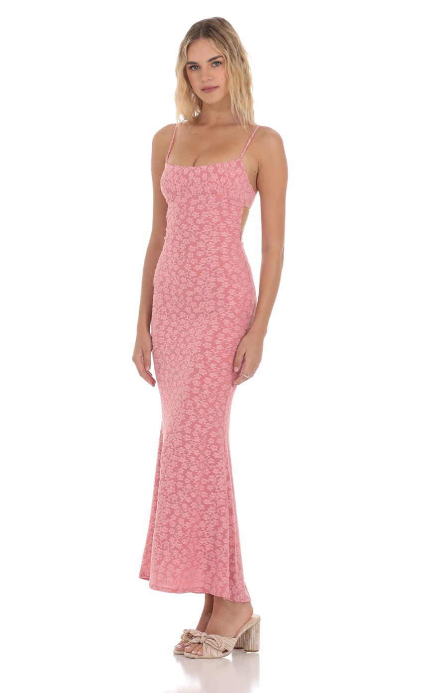 Picture Textured Floral Maxi Dress in Pink. Source: https://media-img.lucyinthesky.com/data/Apr24/850xAUTO/3413d355-7a0a-42d4-b062-ccb62cd44df2.jpg