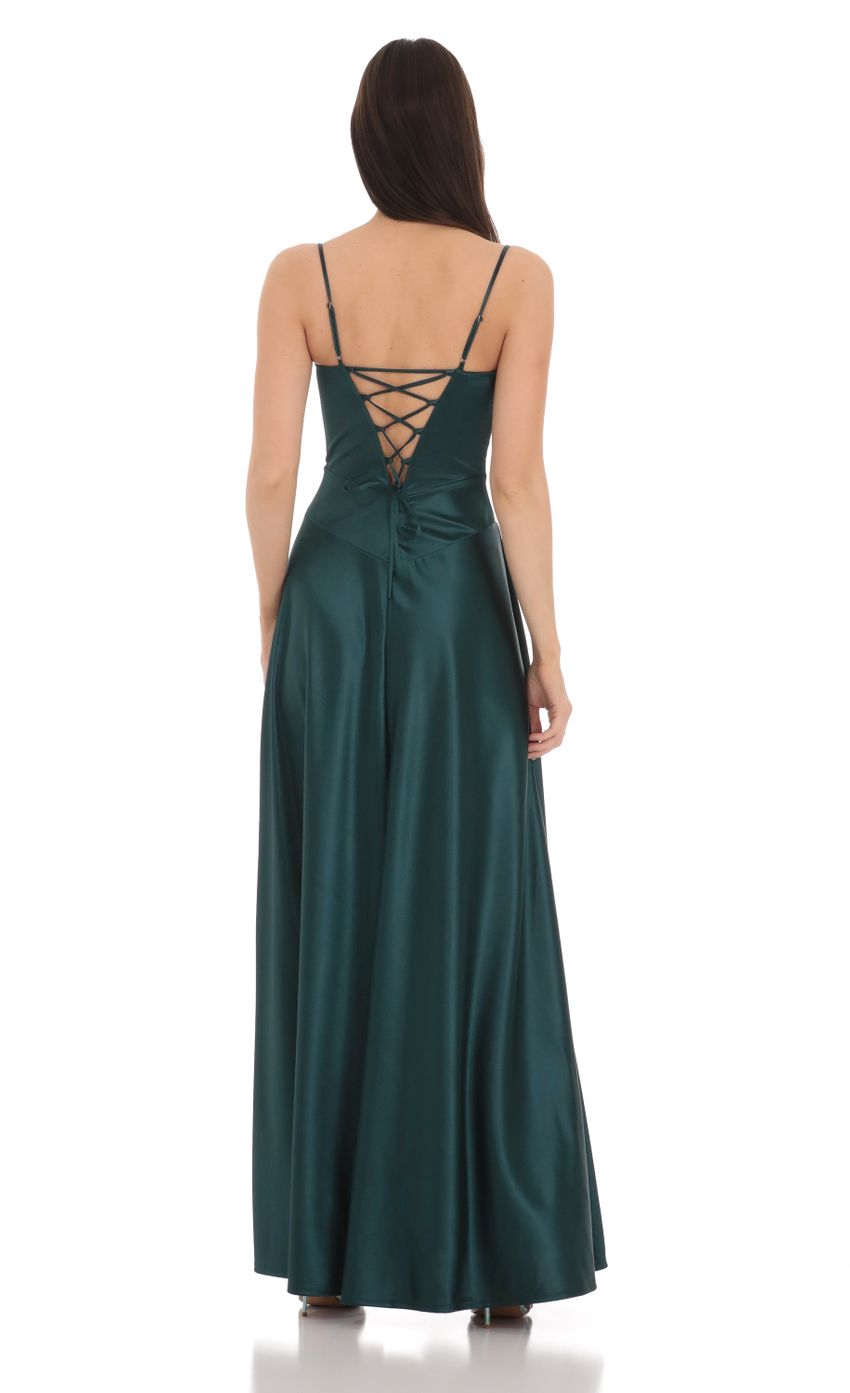 Picture Satin Square Neck Maxi Dress in Green. Source: https://media-img.lucyinthesky.com/data/Apr24/850xAUTO/35751b72-2654-4e38-9ce4-04375881716b.jpg