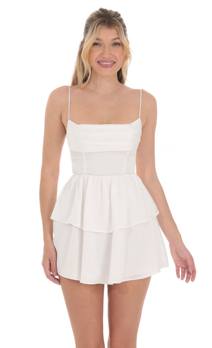 Picture Satin Ruffle Dress in White. Source: https://media-img.lucyinthesky.com/data/Apr24/850xAUTO/44b6533f-e4ad-4f8e-8d4a-b7327fd28ea9.jpg