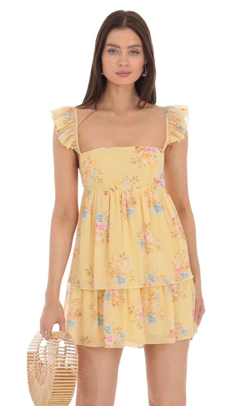 Picture Floral Chiffon Ruffle Dress in Yellow. Source: https://media-img.lucyinthesky.com/data/Apr24/850xAUTO/45c3304f-7835-4322-a3f8-ced23703c82a.jpg