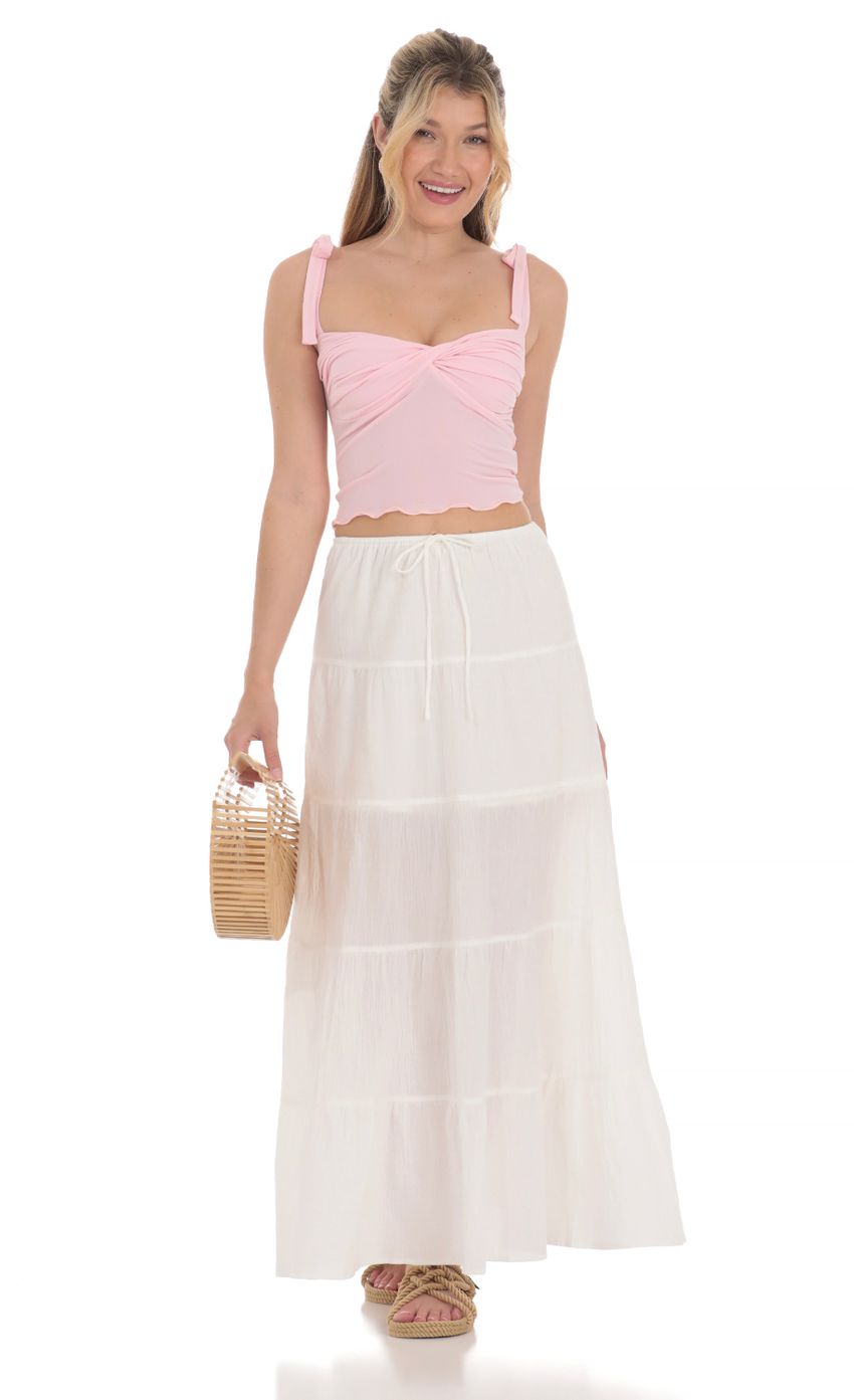 Picture Flowy Maxi Skirt in White. Source: https://media-img.lucyinthesky.com/data/Apr24/850xAUTO/4627d652-8b73-4e45-be0e-707a37ac040f.jpg