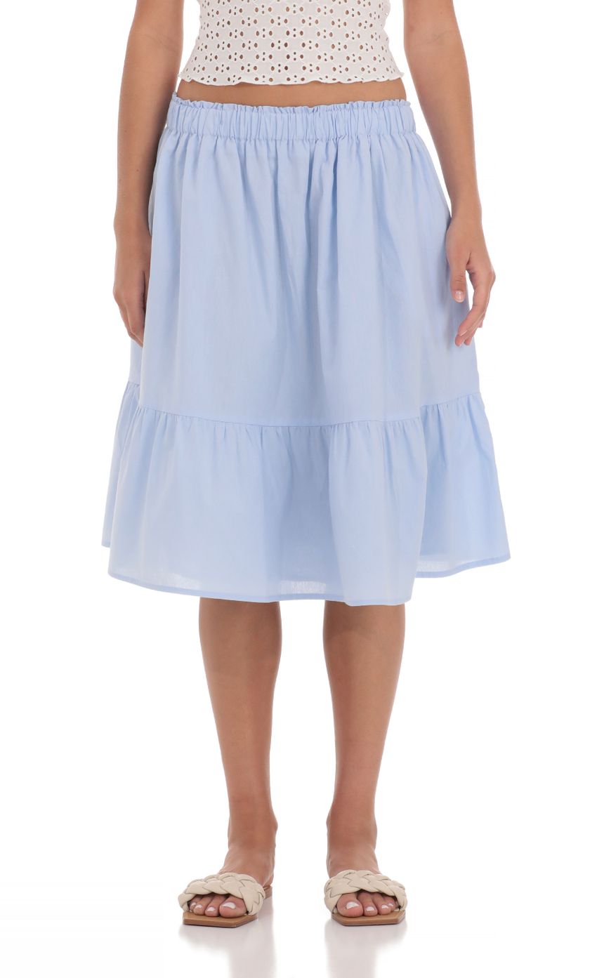 Picture Drawstring Midi Skirt in Light Blue. Source: https://media-img.lucyinthesky.com/data/Apr24/850xAUTO/4747a572-ee6f-4798-b0a1-721f35f8b6d9.jpg