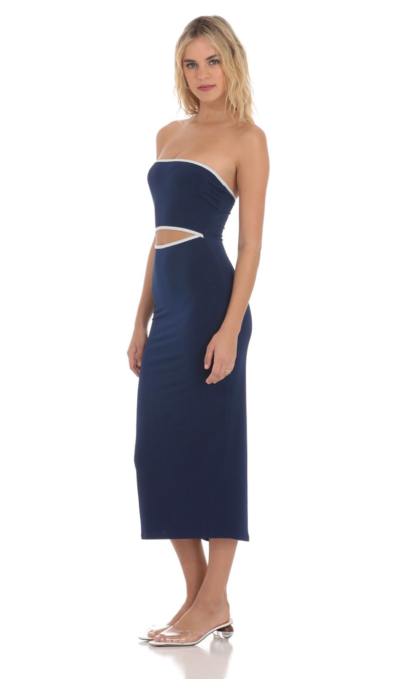 Picture Cutout Strapless Midi Dress in Navy. Source: https://media-img.lucyinthesky.com/data/Apr24/850xAUTO/518ac7fc-4c4e-441c-89b3-08c33ee918ac.jpg