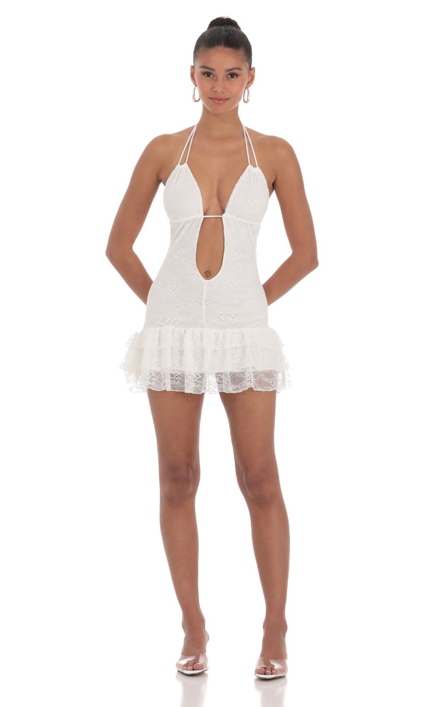 Picture Lace Plunge Neck Dress in White. Source: https://media-img.lucyinthesky.com/data/Apr24/850xAUTO/538364d1-4643-42cd-a39e-a2134344935d.jpg