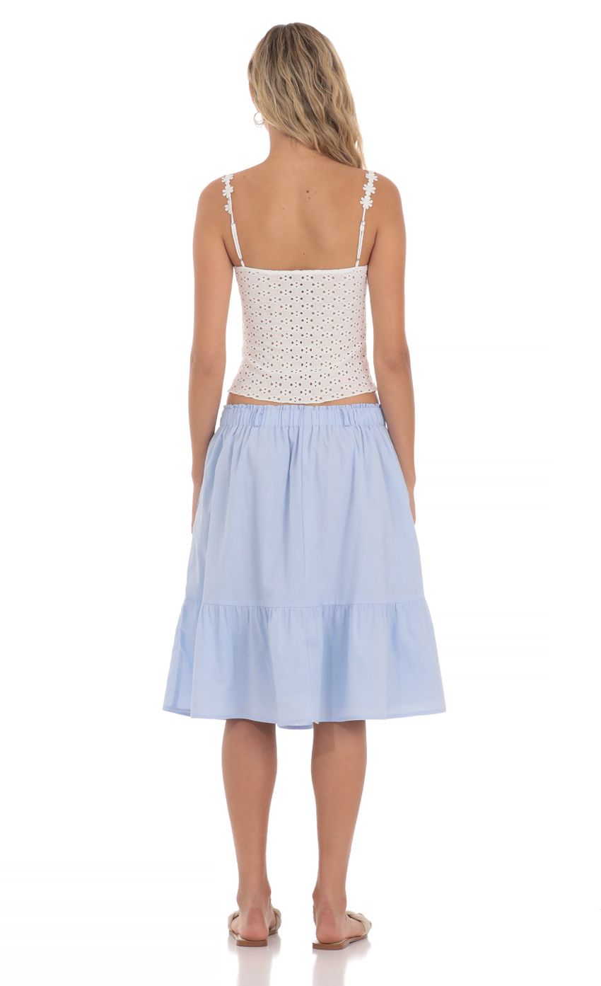 Picture Drawstring Midi Skirt in Light Blue. Source: https://media-img.lucyinthesky.com/data/Apr24/850xAUTO/545cdcee-31b4-4845-aee6-f2e23509a0b2.jpg