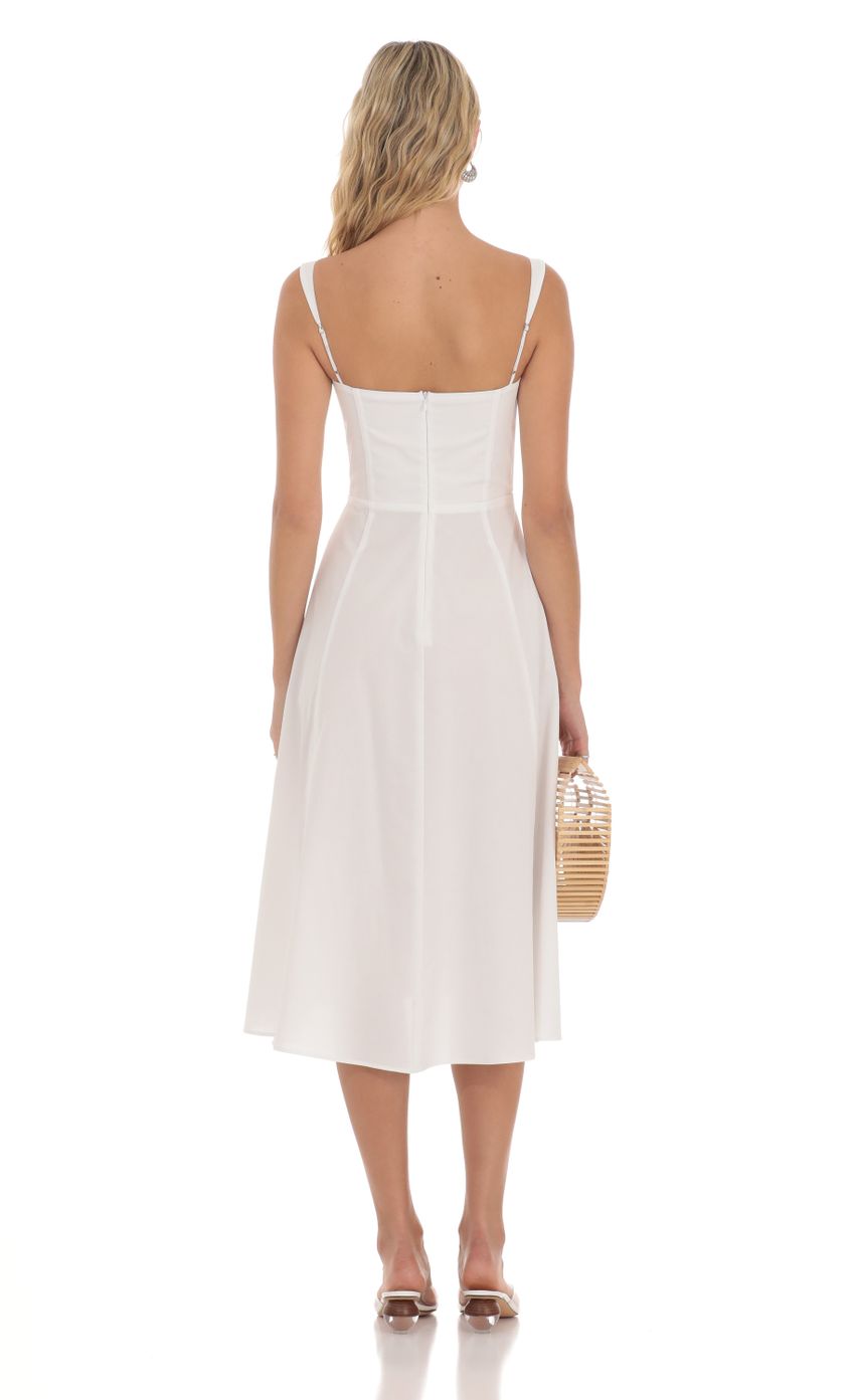 Picture Corset A-line Midi Dress in White. Source: https://media-img.lucyinthesky.com/data/Apr24/850xAUTO/5b8578e0-46e1-4820-9d82-8aaed0baefb1.jpg