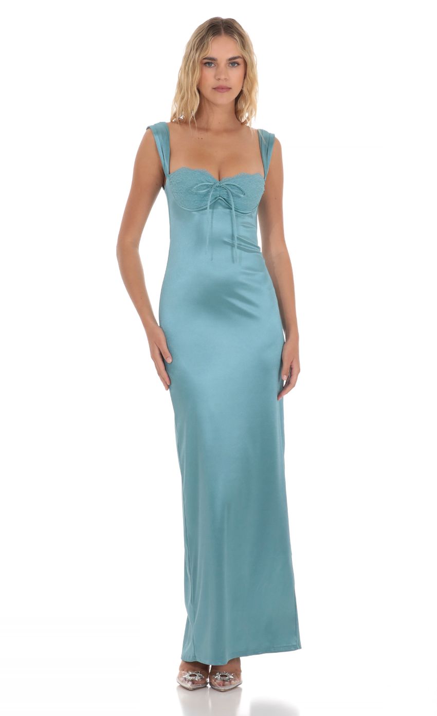 Picture Satin Lace Maxi Dress in Blue. Source: https://media-img.lucyinthesky.com/data/Apr24/850xAUTO/5c1a903e-a859-4bc6-88d2-8ec88edb73e4.jpg