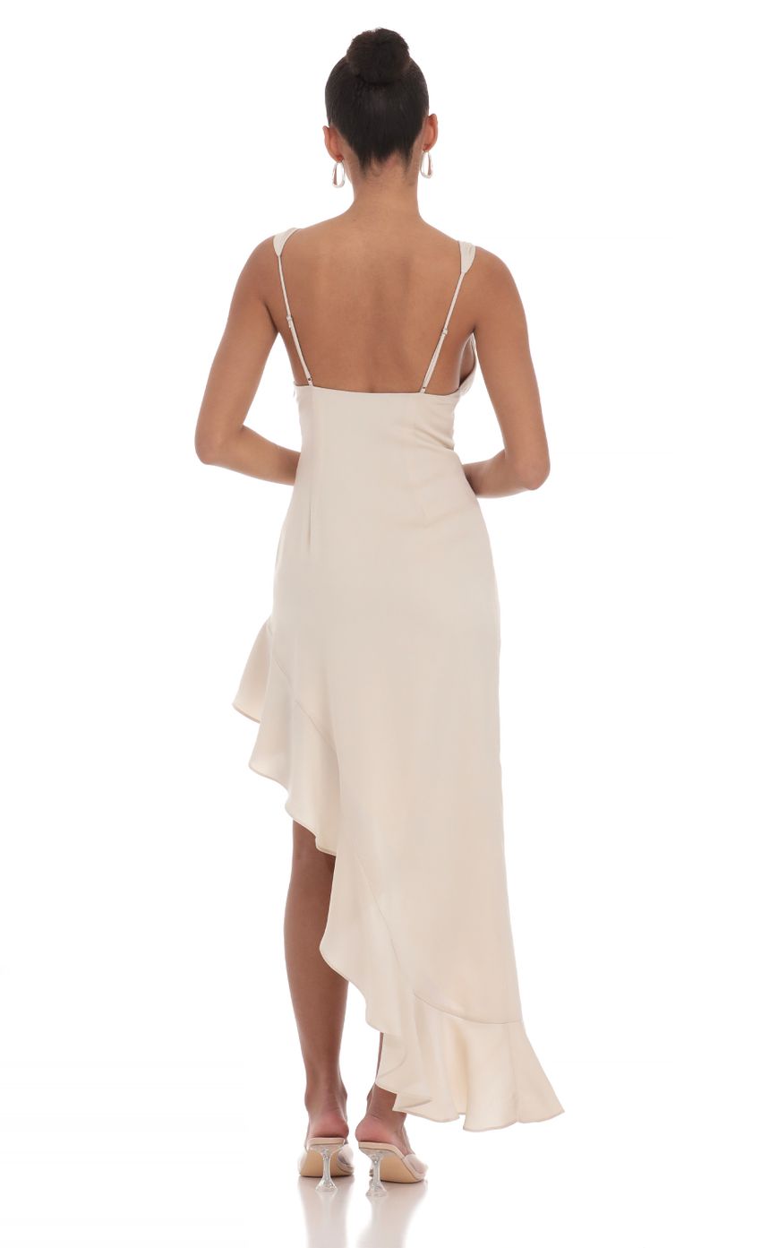 Picture Ruffle Slit Maxi Dress in Cream. Source: https://media-img.lucyinthesky.com/data/Apr24/850xAUTO/60001a00-4632-49b4-b431-7a1a83016c19.jpg