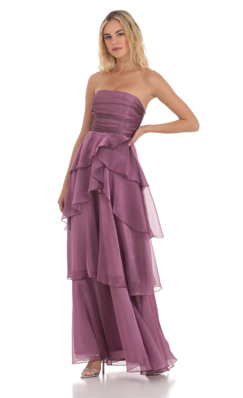Picture Corset Ruffle Strapless Maxi Dress in Purple. Source: https://media-img.lucyinthesky.com/data/Apr24/850xAUTO/60b3a314-e4eb-44df-9d9d-d6c98988ebeb.jpg