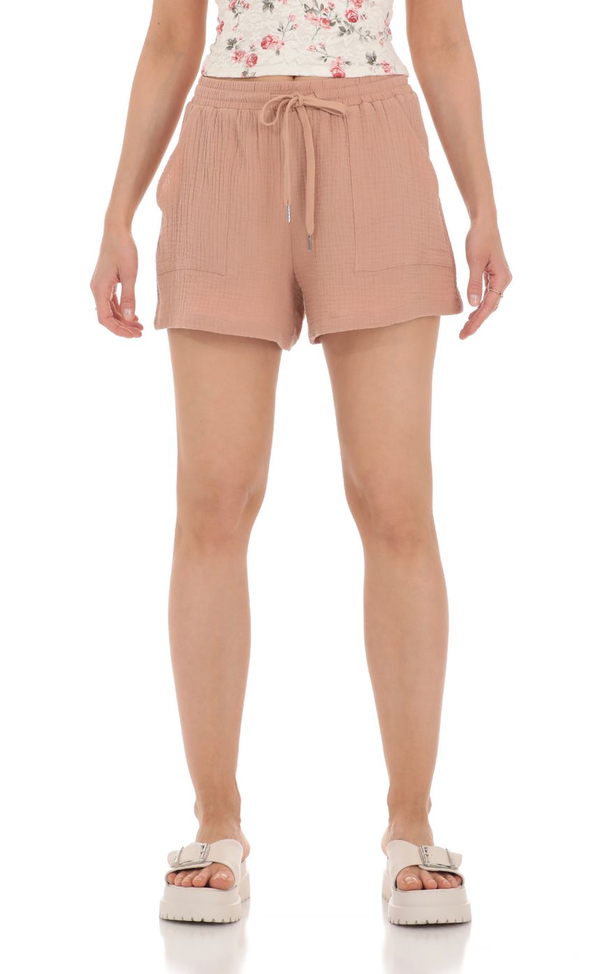 Picture Drawstring Shorts in Brown. Source: https://media-img.lucyinthesky.com/data/Apr24/850xAUTO/62b37b2f-87db-4f0f-aee3-5686afd2ef01.jpg